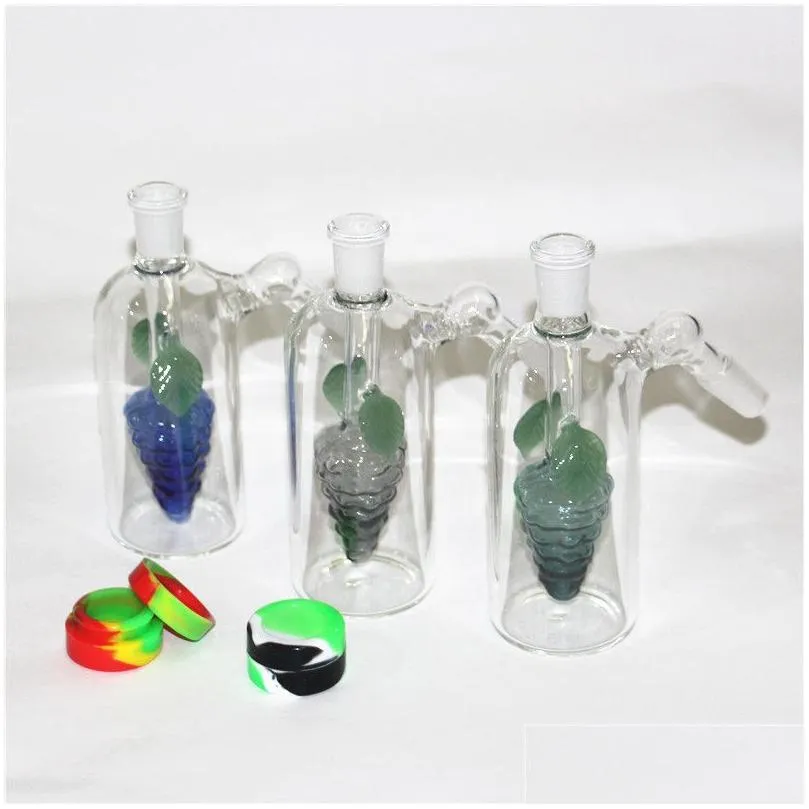 14mm glass ash catcher hookah accessories with 5ml colorful silicone container reclaimer male female ashcatcher for bong dab rig quartz
