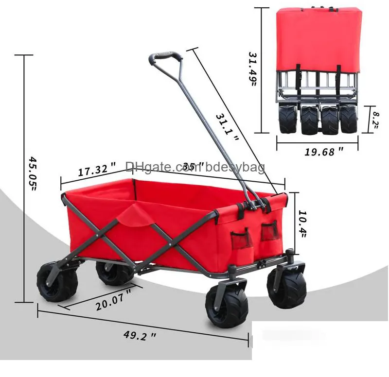 home garden supplies utility park garden cart tool customized color folding camping trolley outdoor picnic beach wagon