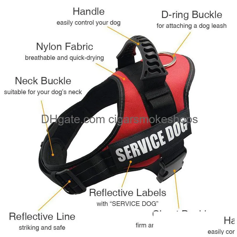 dog harness service dog k9 reflective harness adjustable nylon collar vest for small large dogs walking running pets supplies 1020