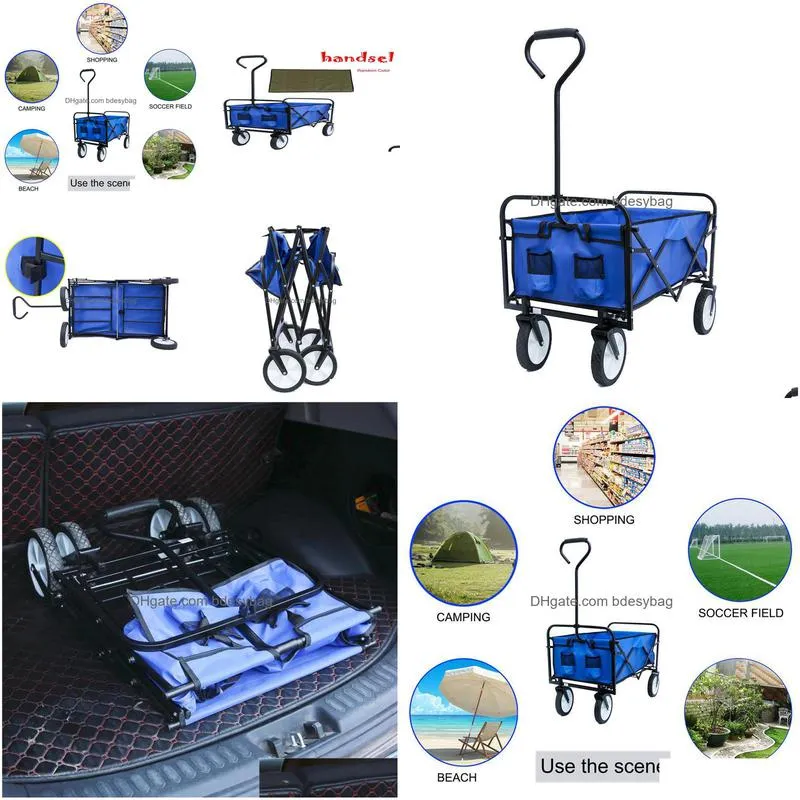 us stock dhs blue folding wagon garden shopping beach cart collapsible toy sports cart red portable travel storage cart 307f