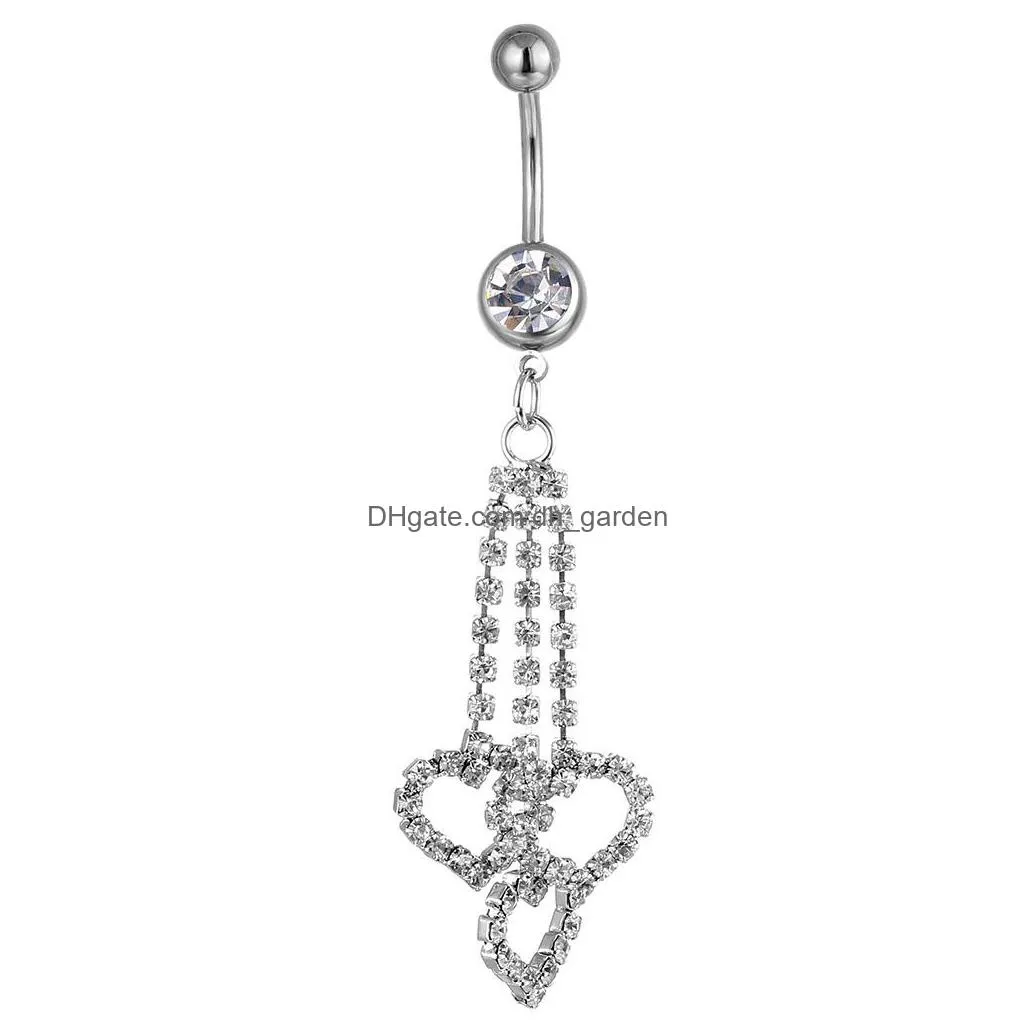 d0433 heart belly navel button ring mix colors