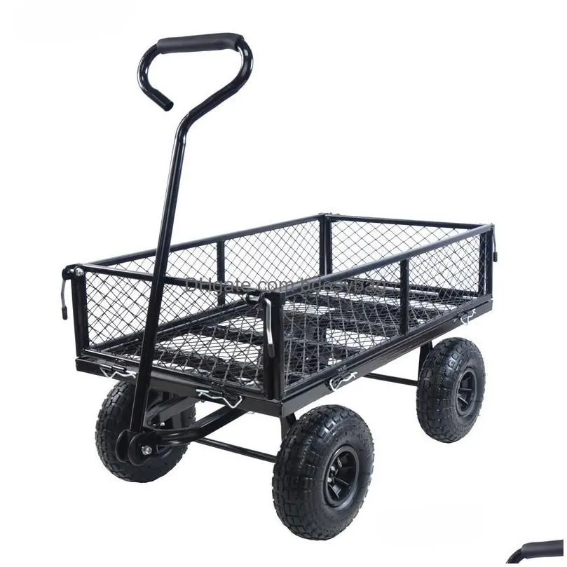 kraflo garden supplies utility wagon yard metal cart550lbs weight capacity with removable side collapsible cart heavy duty wheelbarrow cart for