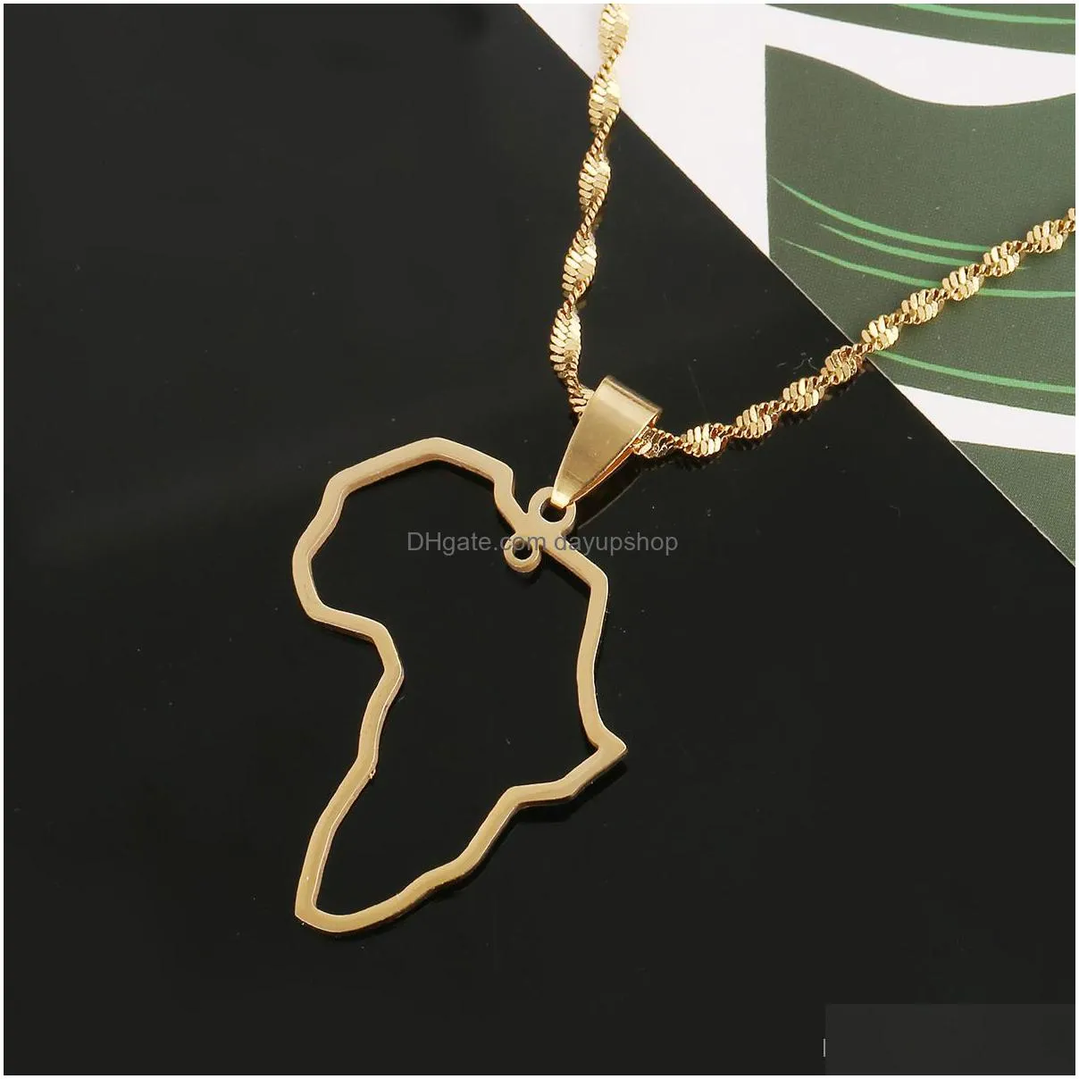 gold plated stainless steel african map pendant necklace jewelry map of africa continent jewelry