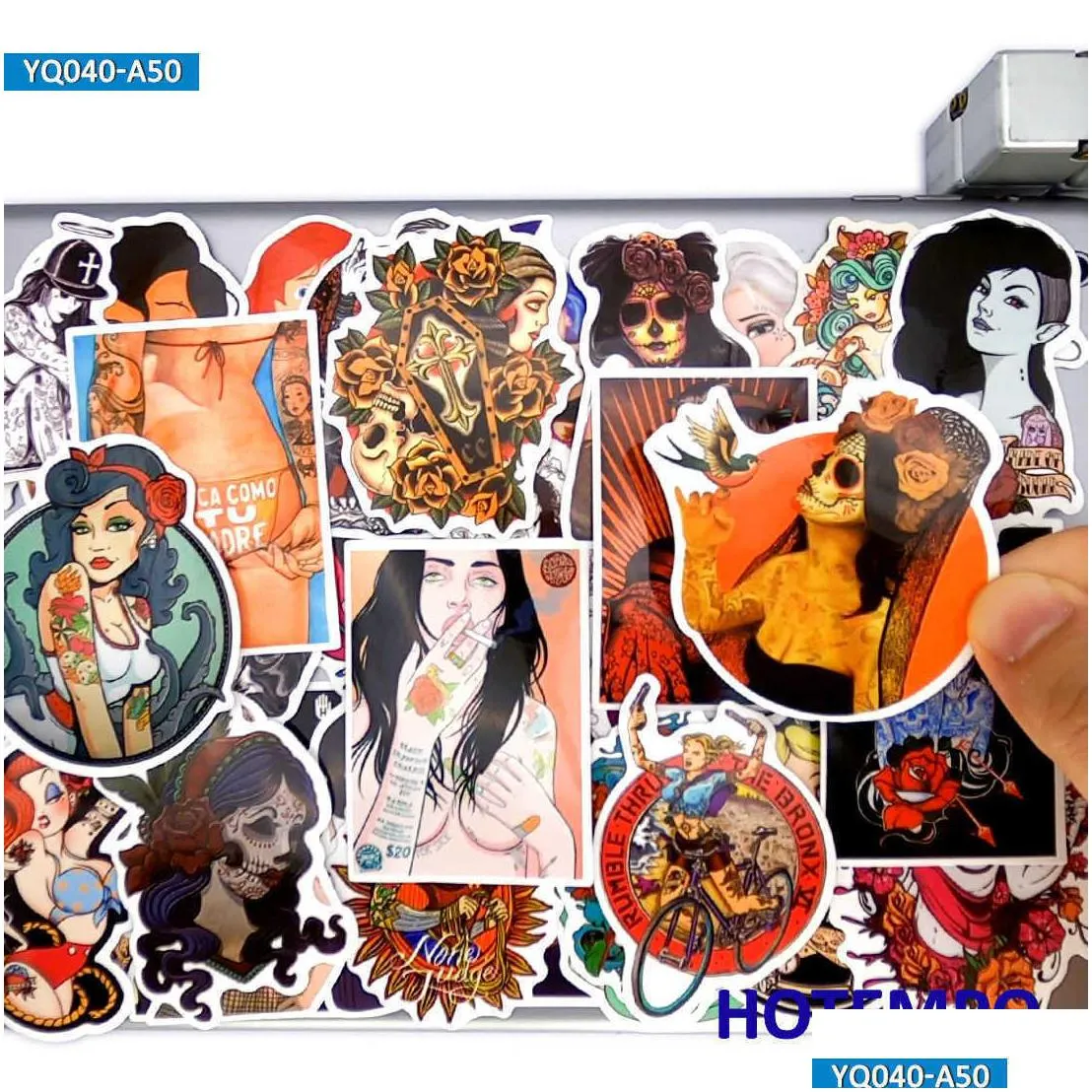  50pcs sexy beauty tattoo girl princess style stickers pack for diy phone laptop luggage guitar skateboard bike car anime sticker