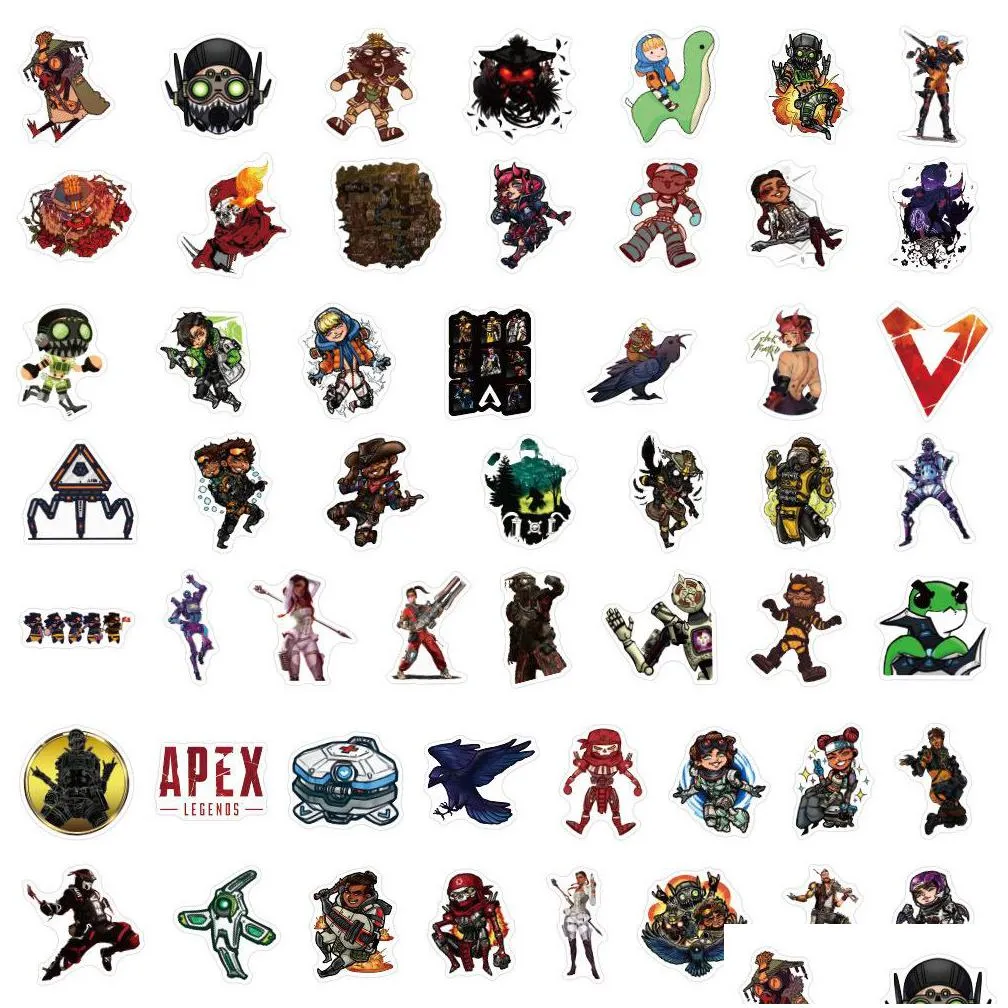  waterproof 10/30/50/100pcs apex legends game stickers diy laptop luggage skateboard phone guitar car sticker decals kids toy