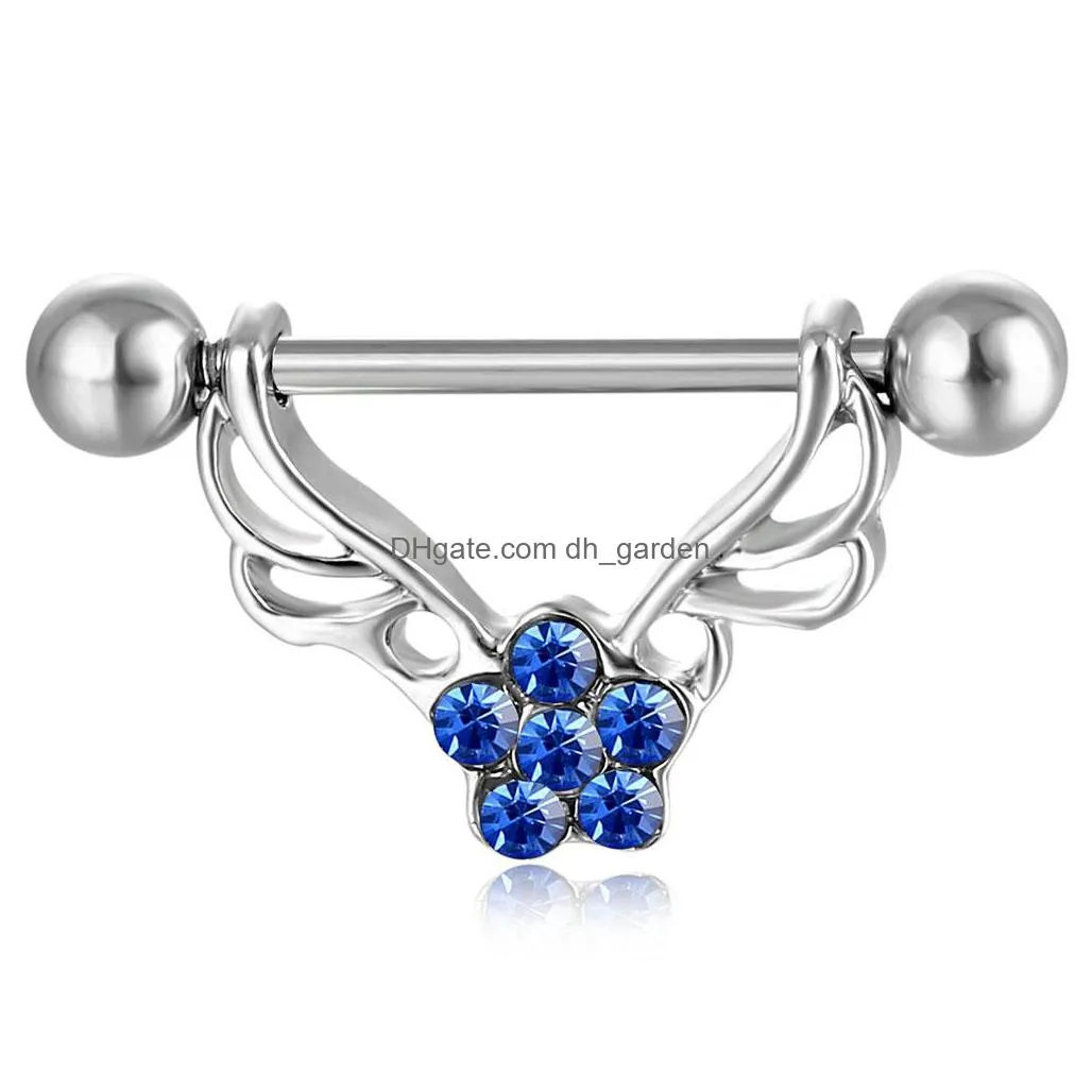 d0999 flower nipple ring mix colors