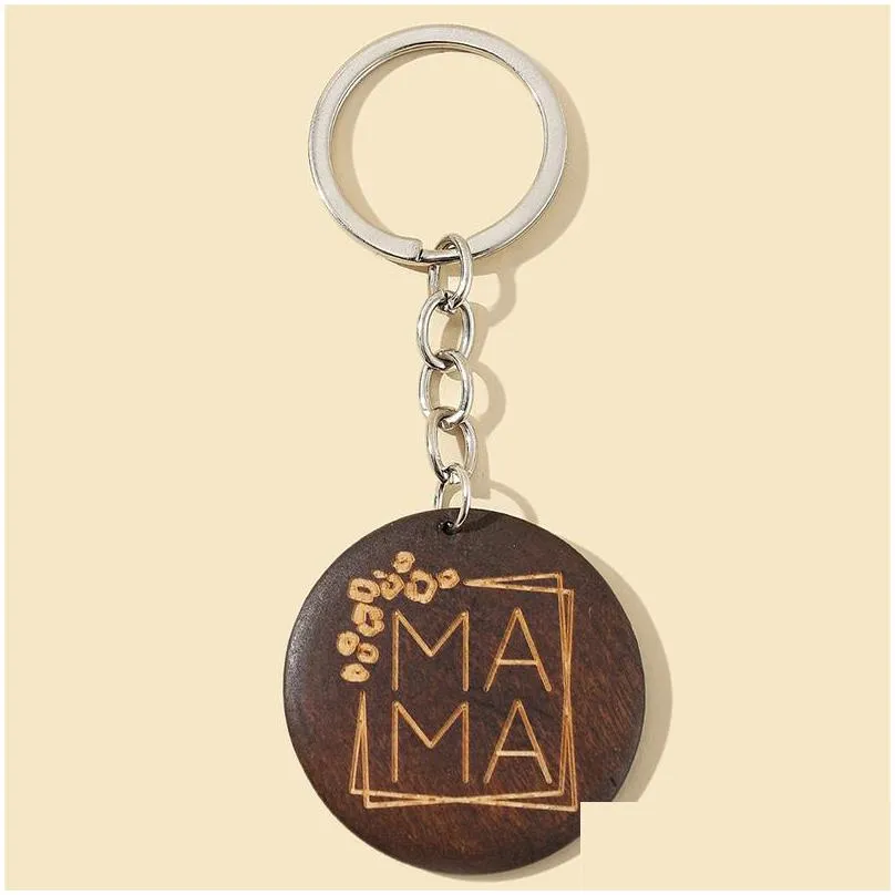 diy blank wooden keychains round mama keychain pendant mothers day gift key chain keyring