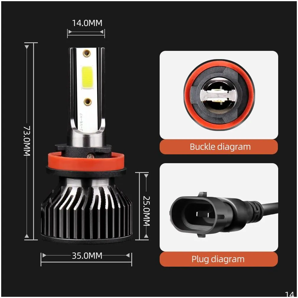 pampsee car lights h4 led h7 h8 h11 led lamp for auto headlight h1 h3 h13 9004 9007 9005 hb3 9006 hb4 bulbs 12v 24v 6000k 8000k