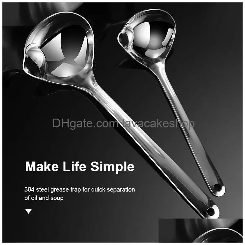 304 stainless steel soupspoon colander long handle filter grease oil soup separation spoon kitchen cooking utensils