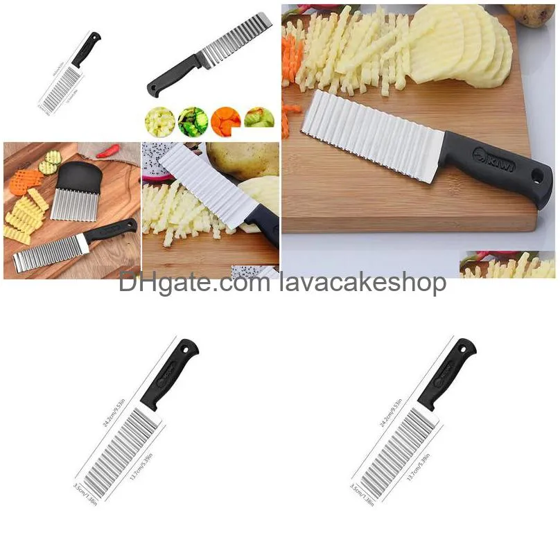 stainless steel potato chip slicer dough vegetable fruit crinkle wavy slicer knife potatos cutter chopper french fry maker tools cooking