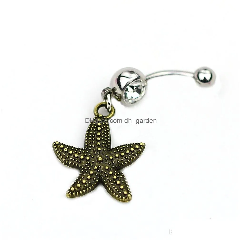 d0711 double stars belly navel button ring clear color 14ga 10mm length