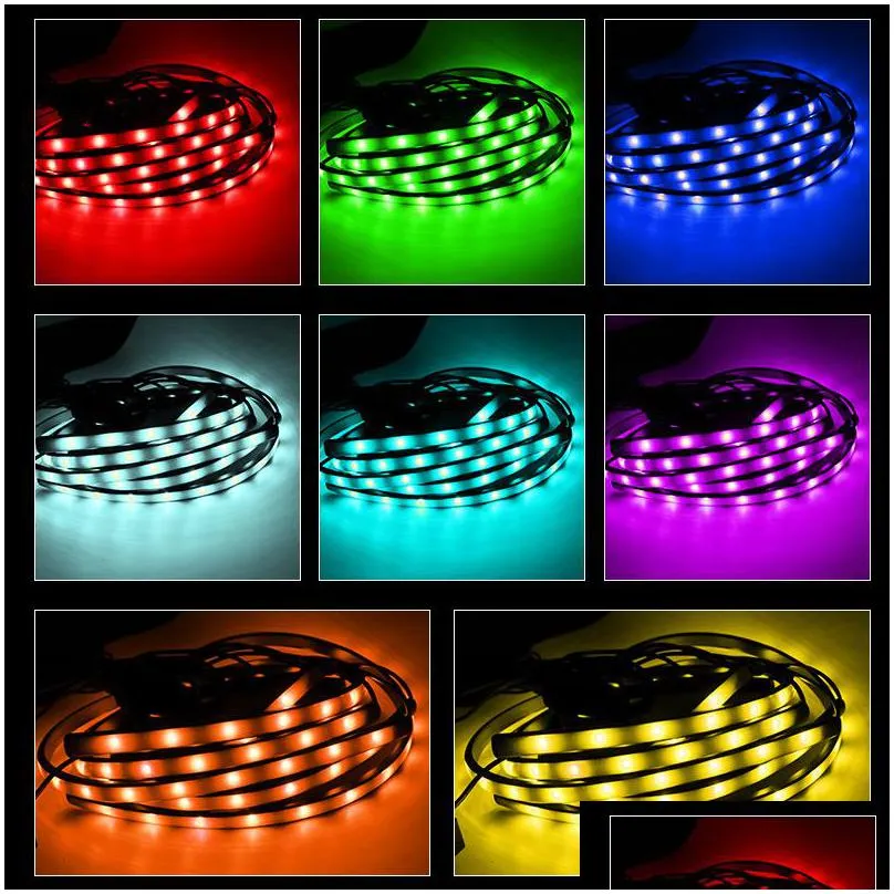 4x car chassis decorative waterproof led ambient strip lights car underglow atmosphere rgb lamp bar truck side light accessories