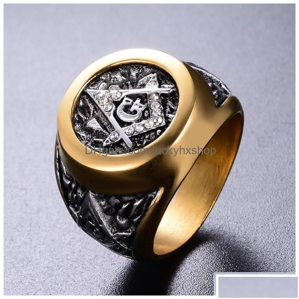 Band Rings Eejart Stainless Steel Masonic Ring For Men Mason Symbol G Templar Masonry Drop Delivery Jewelry Dhxfa