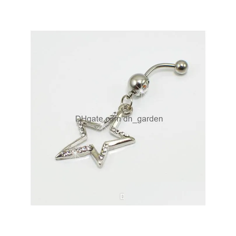 d0711 double stars belly navel button ring clear color 14ga 10mm length