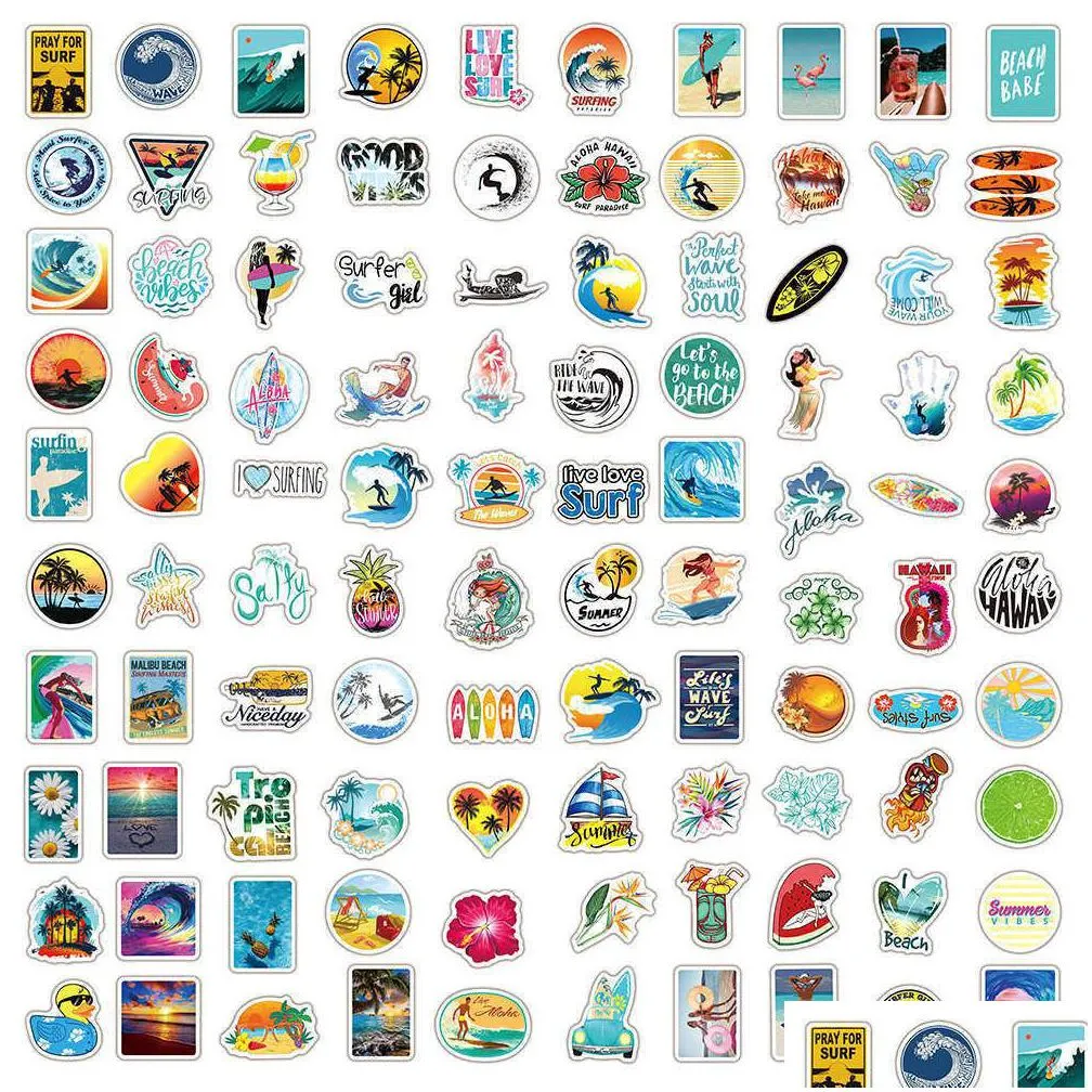  10/50/100pcs summer sticker beach travel graffiti surf stickers diy for tablet water bottle surfboard laptop luggage bicycle car