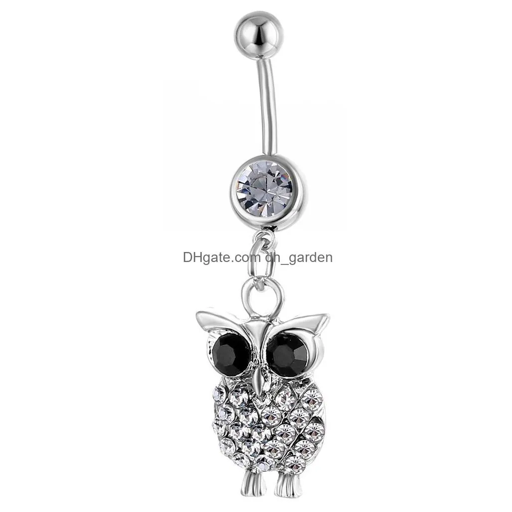 d0037 owl animal belly navel button ring mix colors
