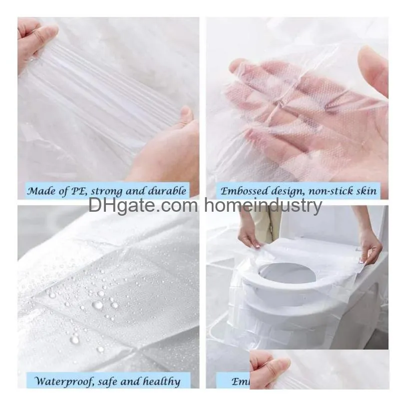 50pcs biodegradable disposable plastic toilet seat cover portable safety travel bathroom toilet paper pad bathrooms accessory set