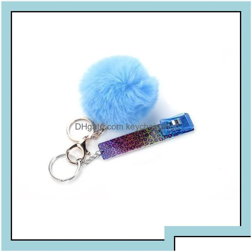 Key Rings Card Grabber Household Self Defense Keychains Women Fashion Cute Credit Cards Pler Pompom Acrylic Debit Bank Keychainshop