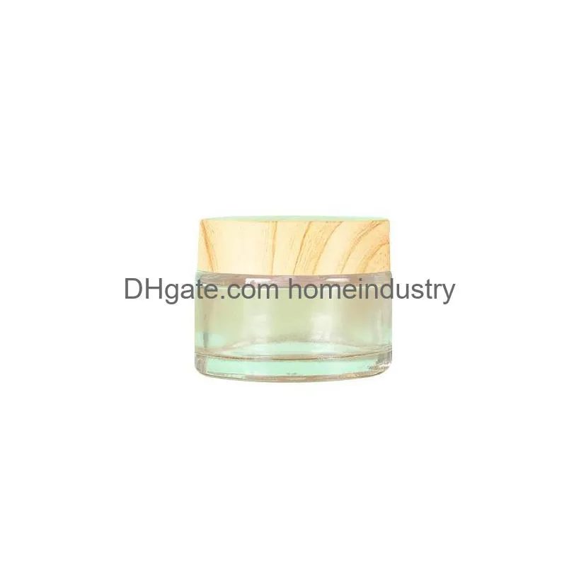 wholesale wood grain cover cream bottle transparent glass face cream sub packed empty bottls