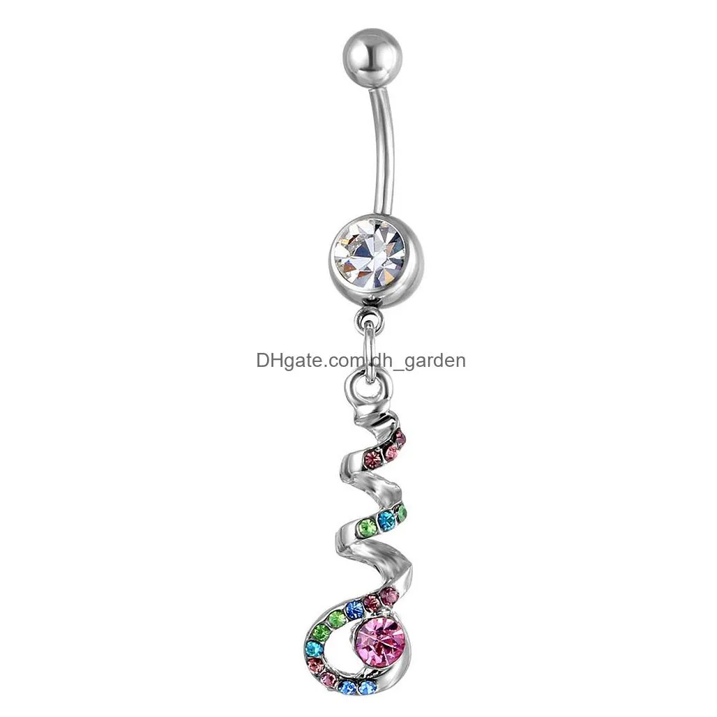 d0891 belly navel button ring multicolor