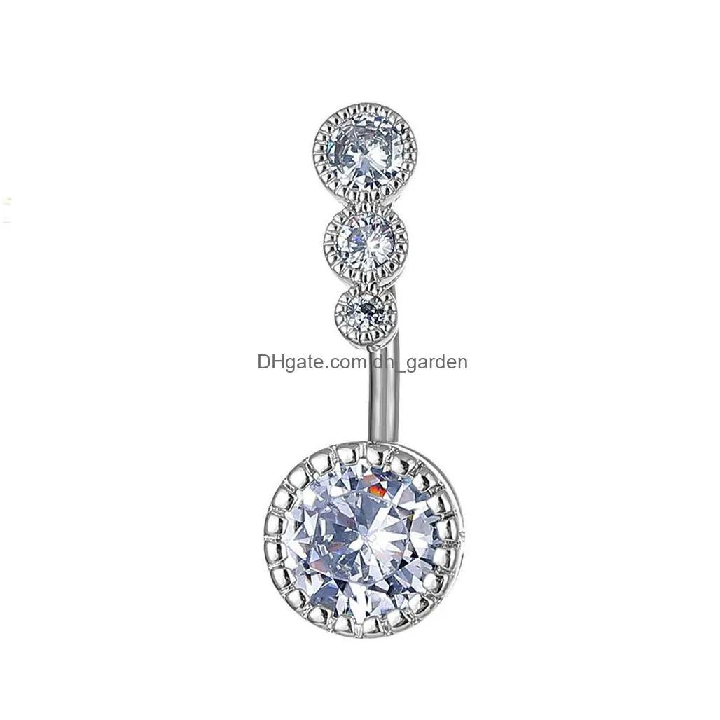 d0949b zircon clear stone belly navel button ring