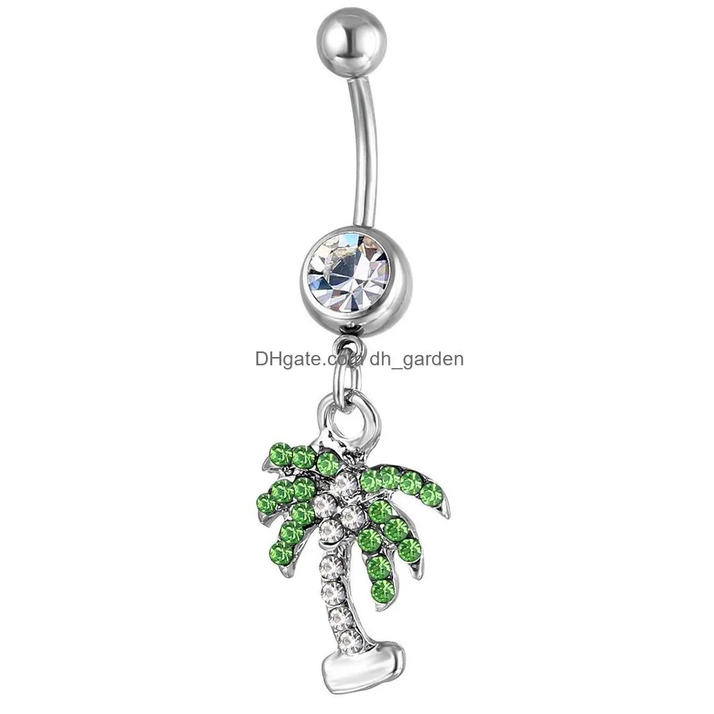 d0154 coconut tree belly navel button ring mix colors