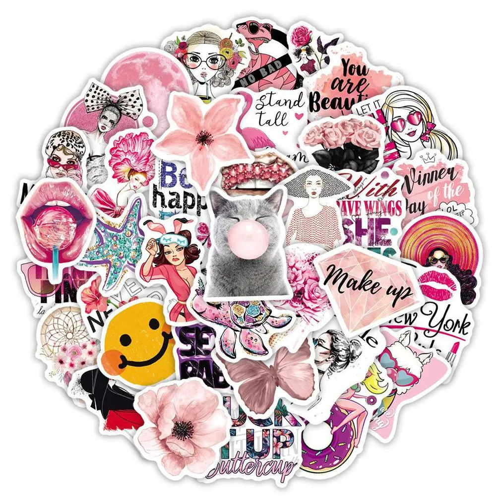  waterproof 10/30/50pcs mix pink style girl cartoon stickers aesthetic laptop phone guitar graffiti decals sticker kid toys sticker