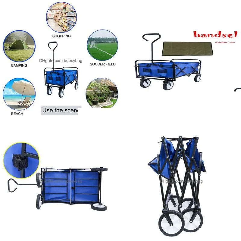 us stock dhs blue folding wagon garden shopping beach cart collapsible toy sports cart red portable travel storage cart 307f