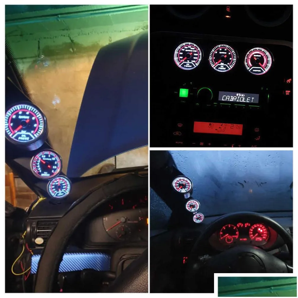 2 52mm car boost gauge bar psi exhaust gas temp water temp oil temp oil press air fuel gauge voltmeter tachometer car