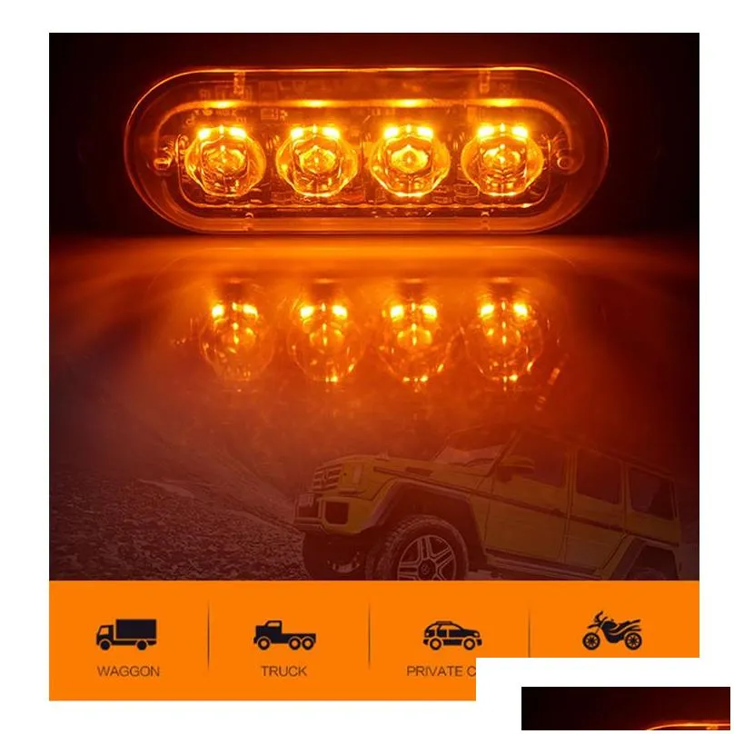 4 led ultrathin car side marker lights for trucks strobe flash lamp led flashing emergency warning light