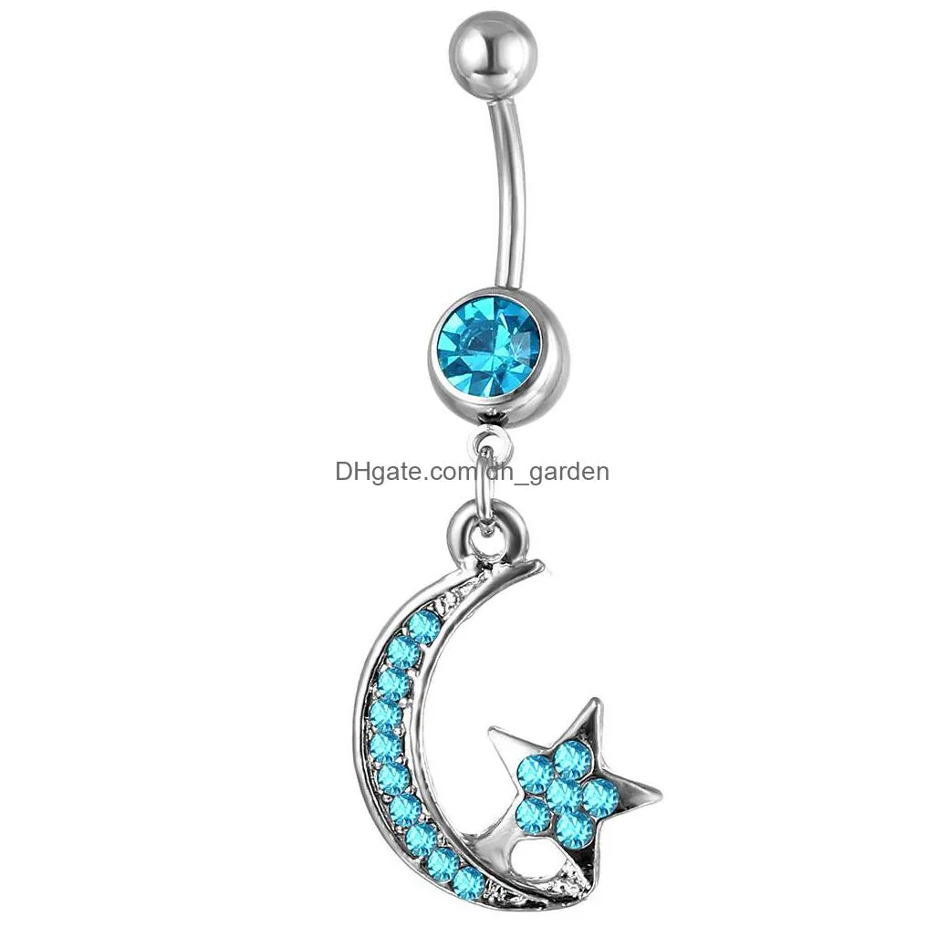 d0133 star and moon belly navel button ring mix colors