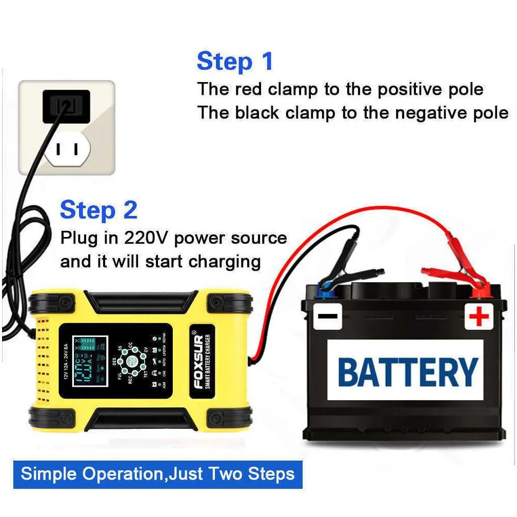 motorcycle car battery car  leadacid battery  lithium iron battery agm digital lcd display 12v/12a 7 stage 24v/6a