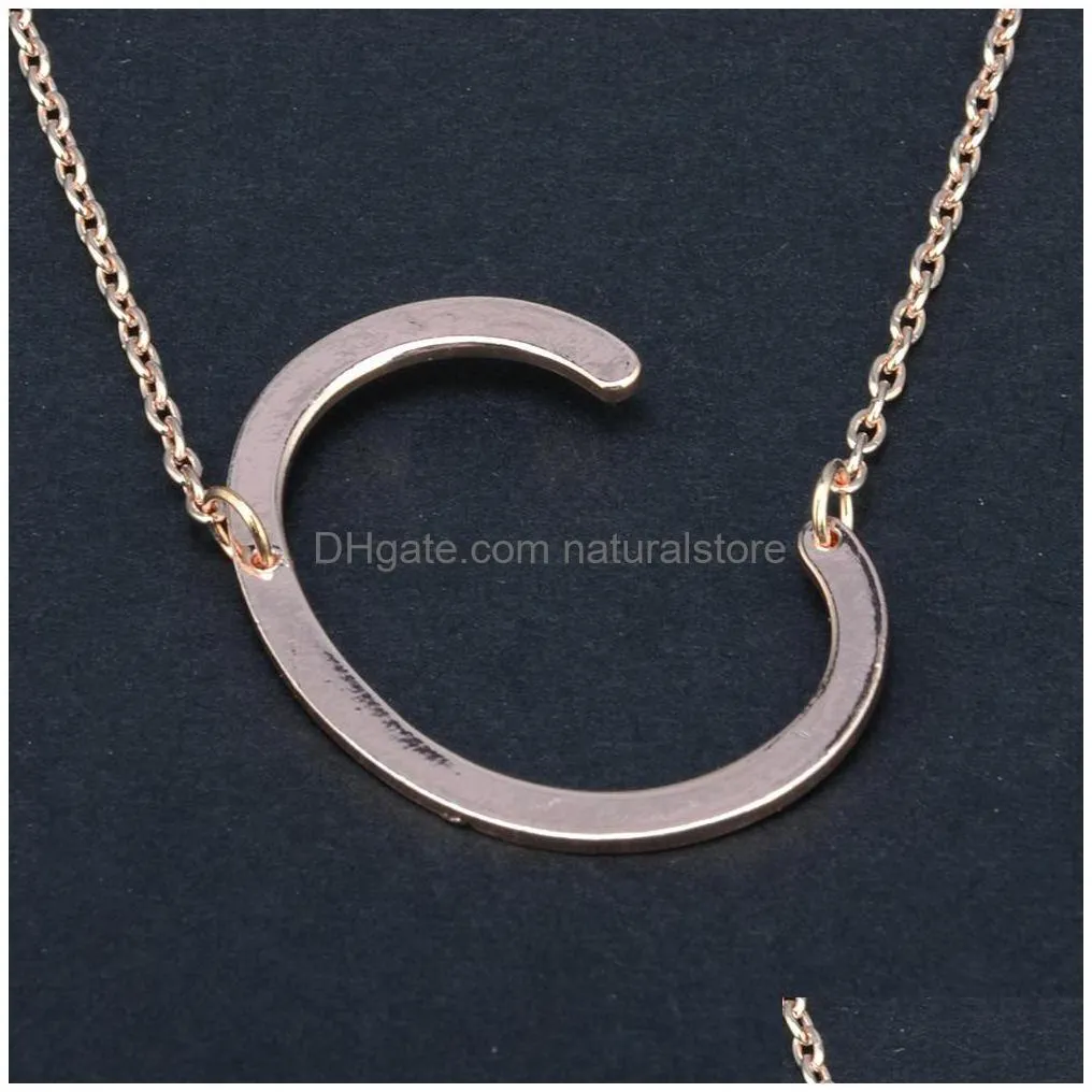 az personalized initial letter necklaces for women sideways gold silver rose gold 26 english alphabet pendant chains fashion jewelry