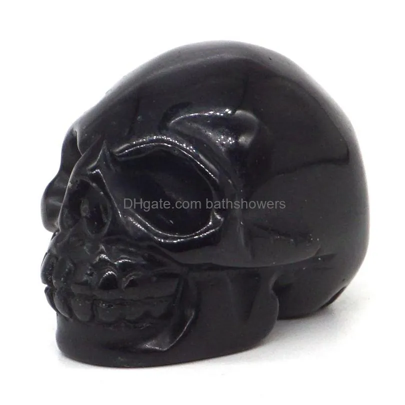 party decoration 1 5 skull figurine natural gemstone carved crystal reiki healing stone crafts home room desk statue halloween gift