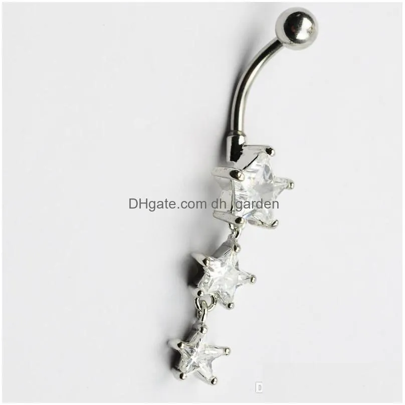 d0614 1 color clear belly ring nice stars style with piercing body jewlery navel