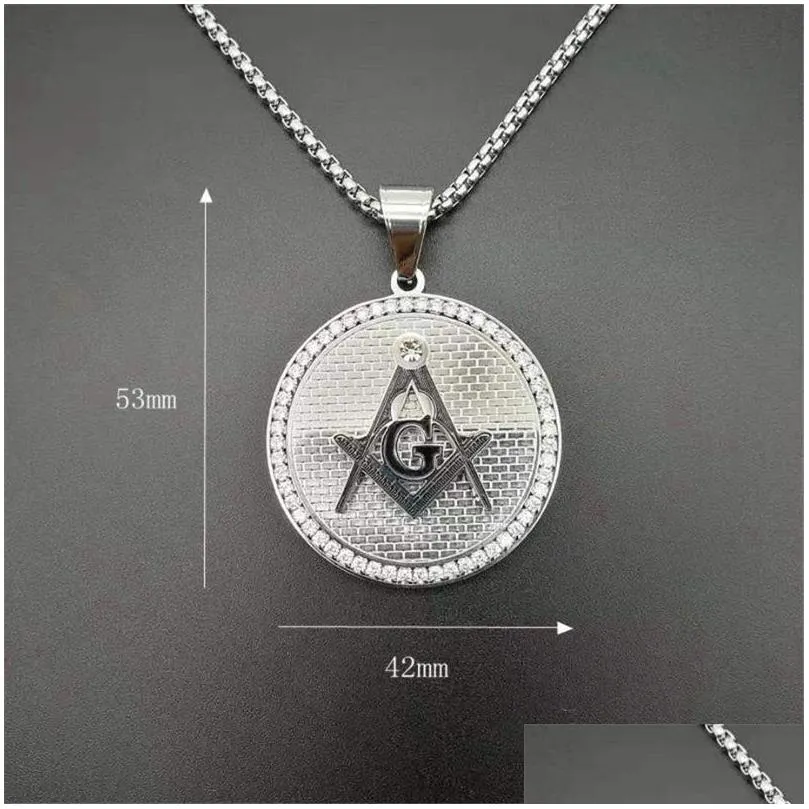 pendant necklaces hip hop stainless steel masonic symbol pendants for women/men gold color mason fashion jewelry drop