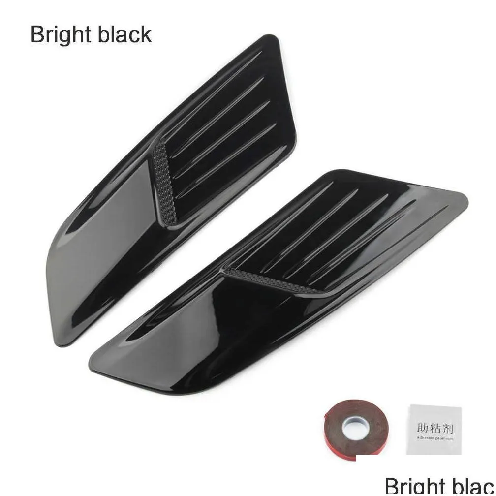 1 pair car exterior decoration car hood stickers black universal side air intake flow vent cover decorative carstyling car