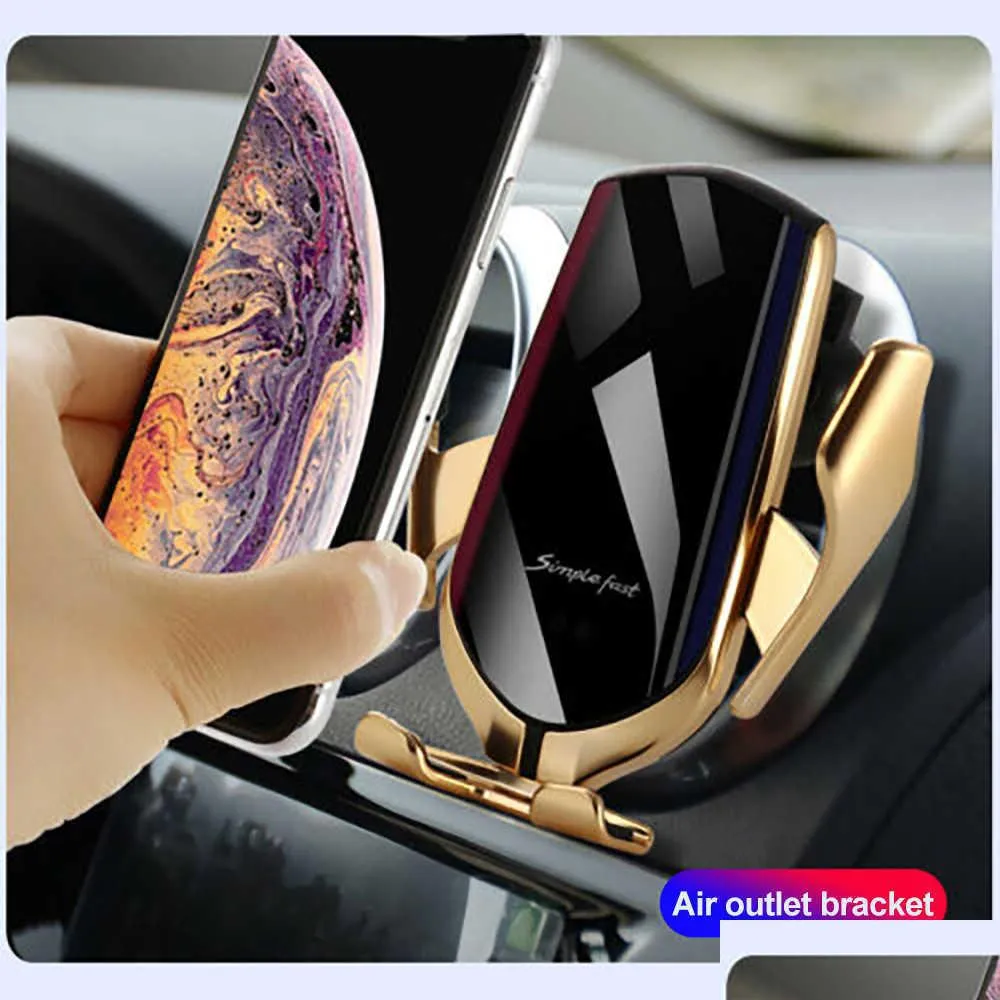 clamping 10w qi automatic wireless  car phone holder smart infrared sensor air vent mount mobile phone stand hold