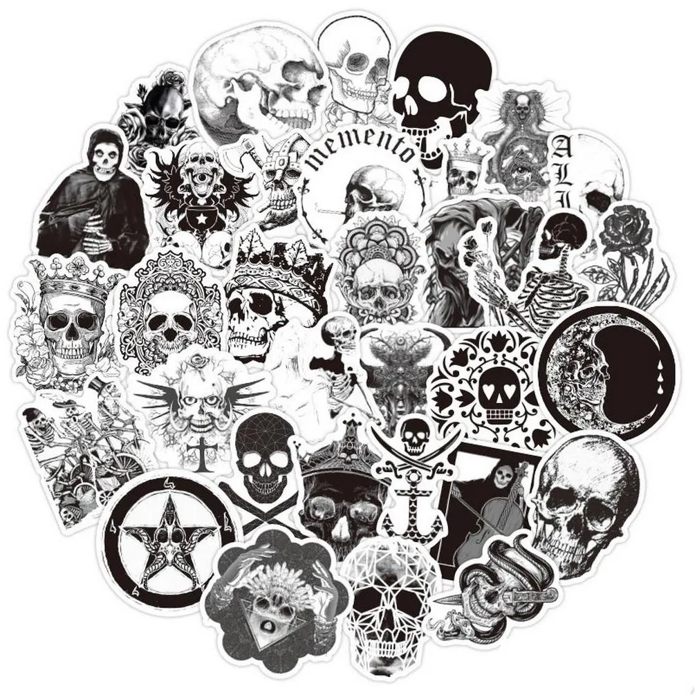 waterproof sticker 50 pcs gothic graffiti stickers witch skull demon horror devil series collections vinyl decals diy laptop guitar sticker bomb car