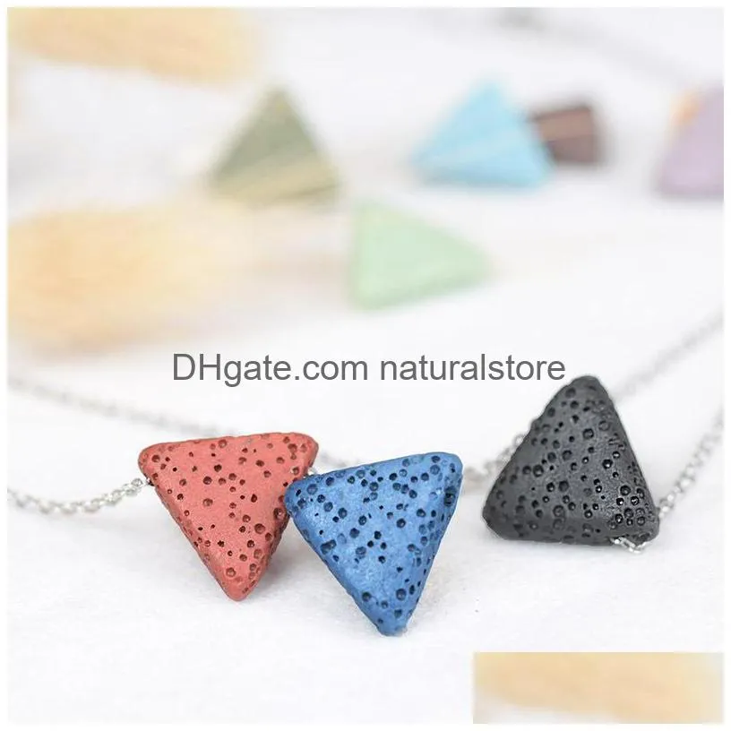 9 color/lots lava rock necklaces triangle star heart fish drop shape beads essential oil diffuser stone pendant for women fashion