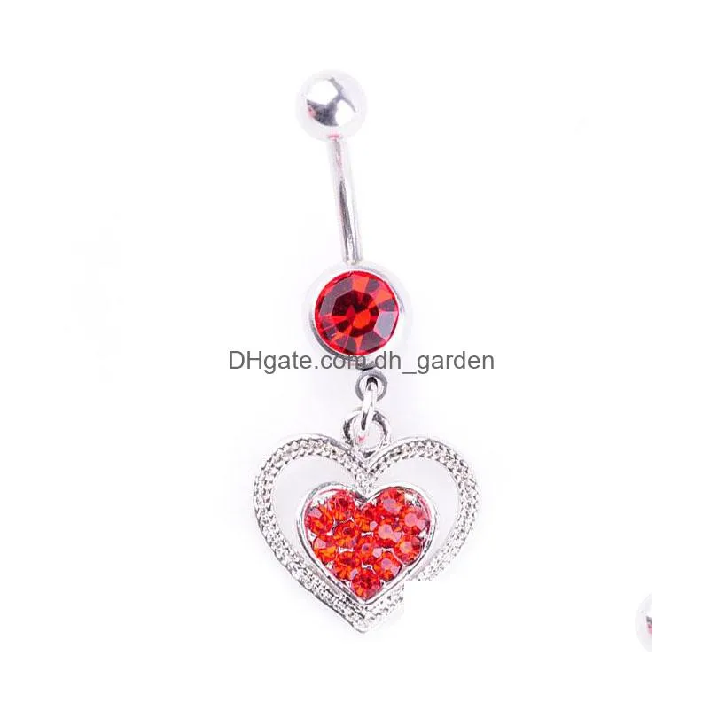 d0879 heart belly navel button ring mix colors