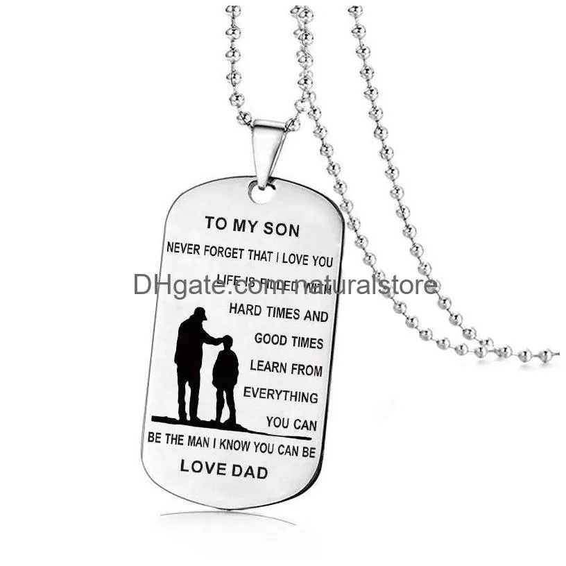 to my son to my daughter inspirational necklaces for boys girls stainless steel dog tag pendant beads chains dad mom jewelry gift