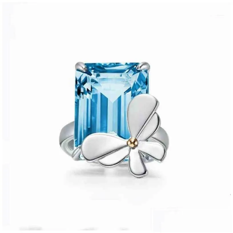 Band Rings Selling  Home Ring 925 Sier Love Bugs Inlaid With Topaz Bee Blue Butterfly228A9073978 Drop Delivery Jewelry Dhgkw