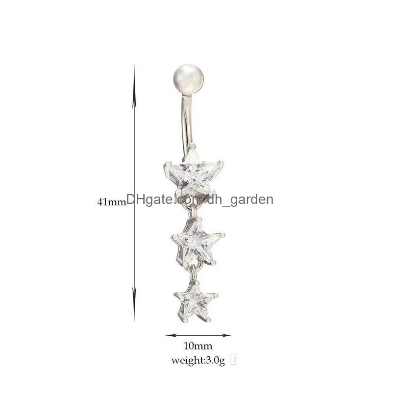 d0614 1 color clear belly ring nice stars style with piercing body jewlery navel