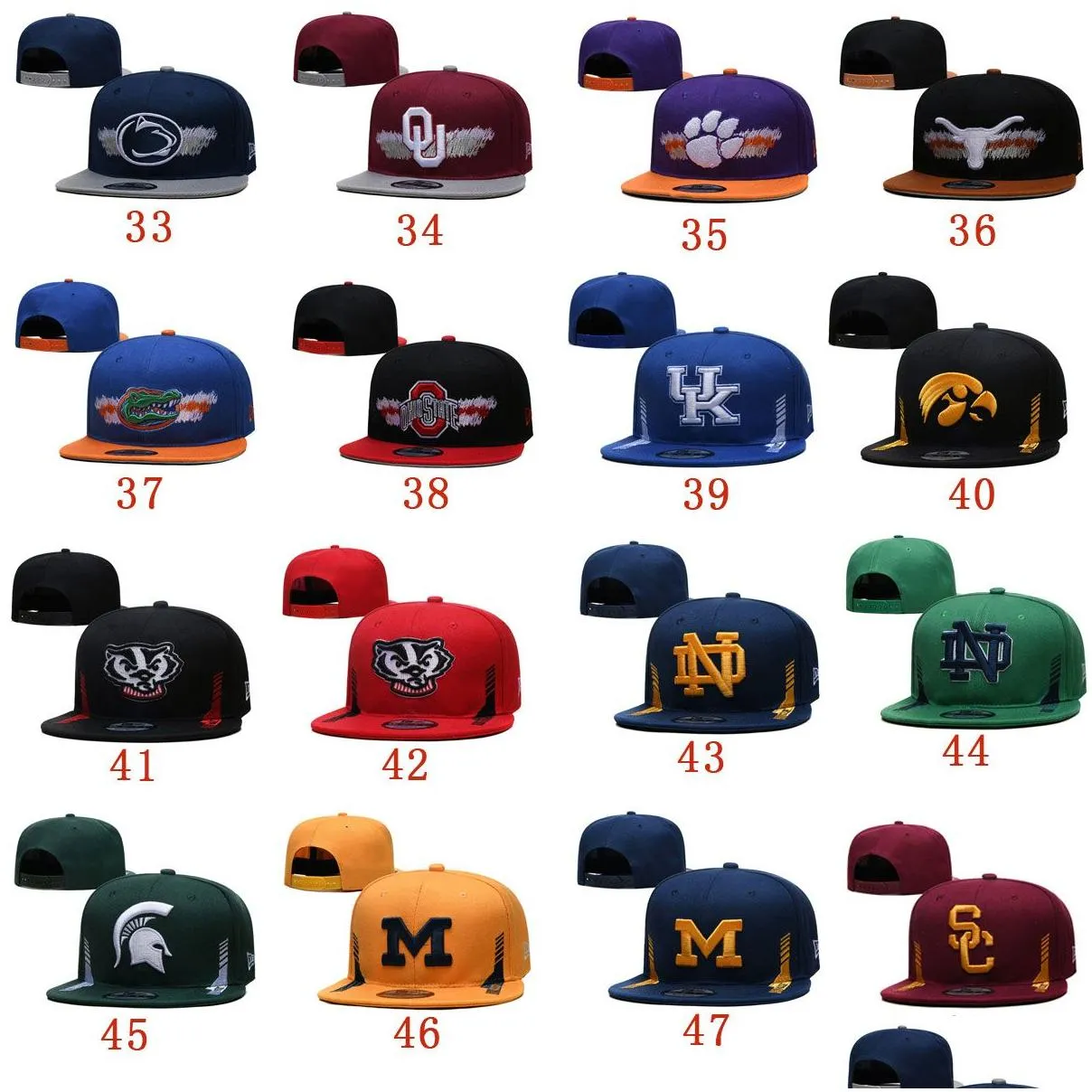 new ncaa snapback hat sun protection hats embroidered peaked cap