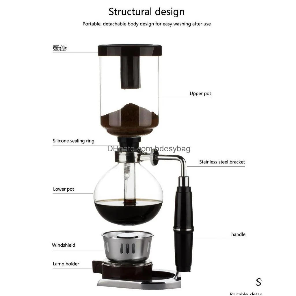 3cup 5 cup tabletop coffee pots glass siphon syphon coffee maker