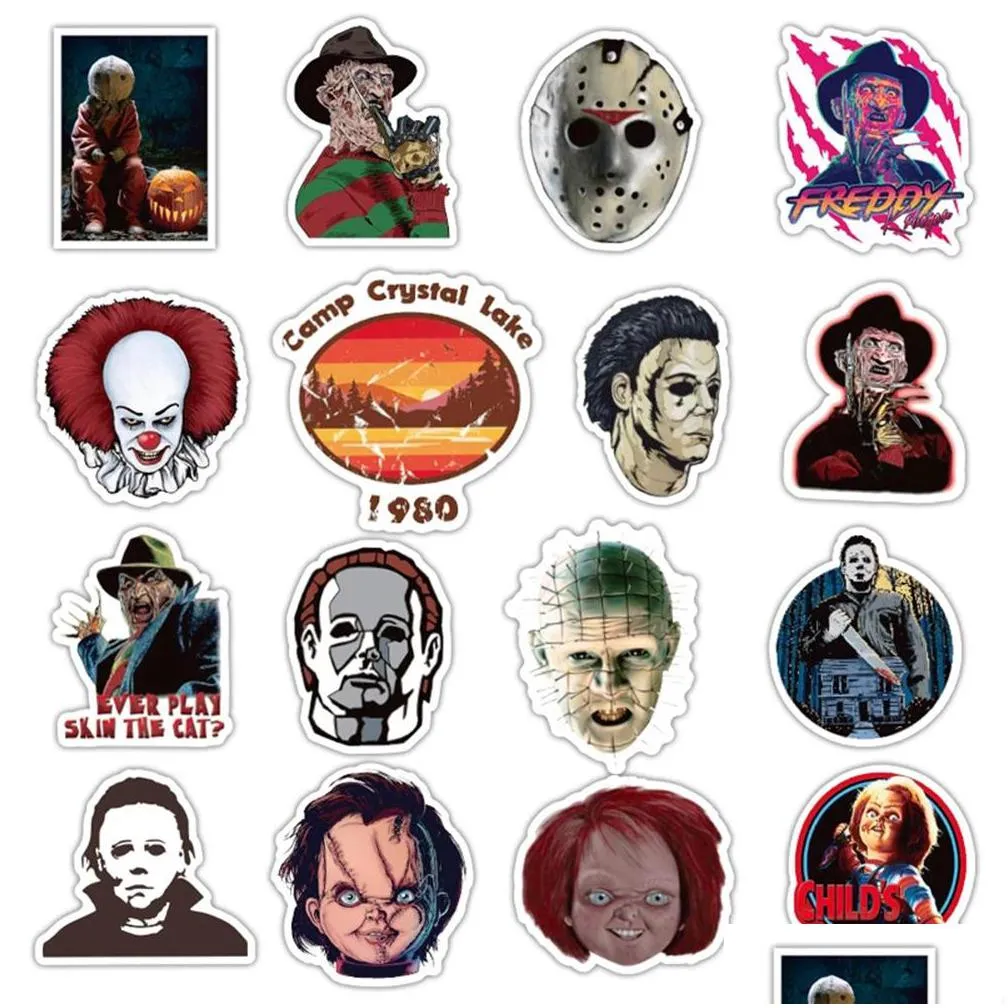  waterproof 10/30/50pcs/pack horror movies group graffiti stickers for notebook motorcycle skateboard computer mobile phone cartoon toy box car