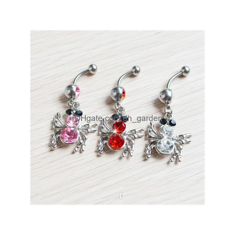 d02891 3 colors clear color nice belly ring spider style with piercing body jewlery