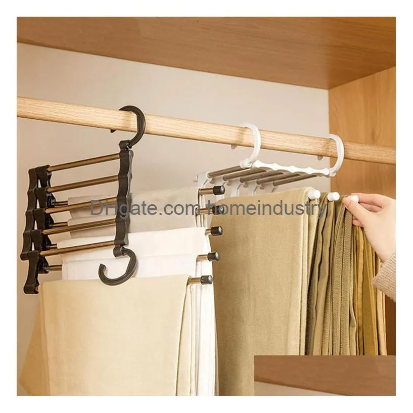 hooks space saver 5 in 1 clothes hanger storage shelves wardrobe organizer multifunctional pants rack
