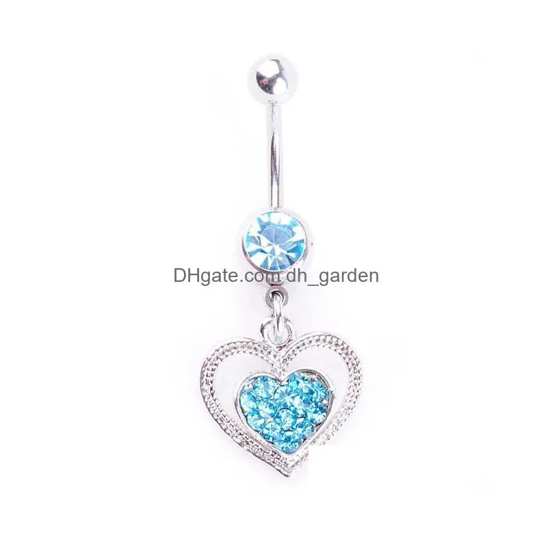 d0879 heart belly navel button ring mix colors